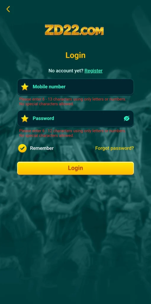 ZD22 Game Login